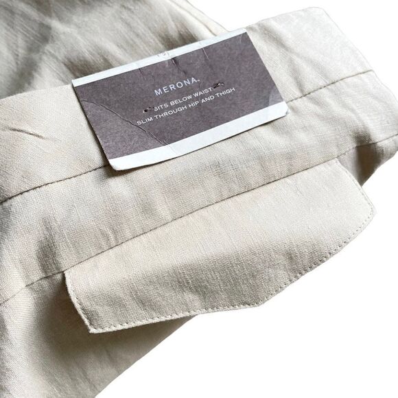 Merona Lined Linen Tan Straight Leg Trouser Pants NWT Women’s Size 12 - Picture 7 of 14